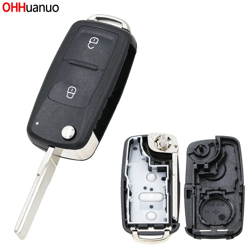Remote Key Shell New Model 2 Buttons Flip Remote Key Replacement Shell Case for V-W Amarok/Crafter/Touareg 2011