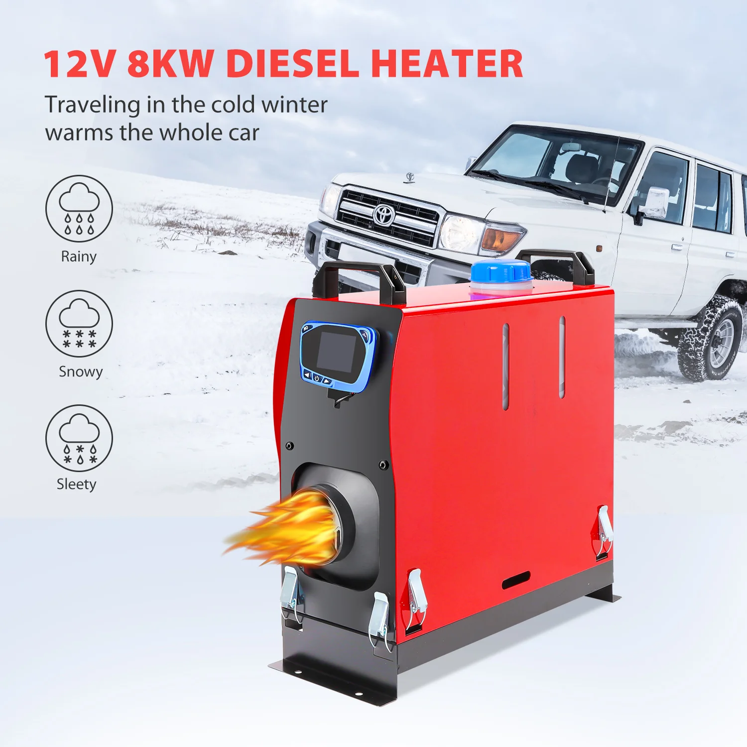 10l 5/8kw All In One Diesel Heater 12v W Silencer Lcd Remote Air Heater
