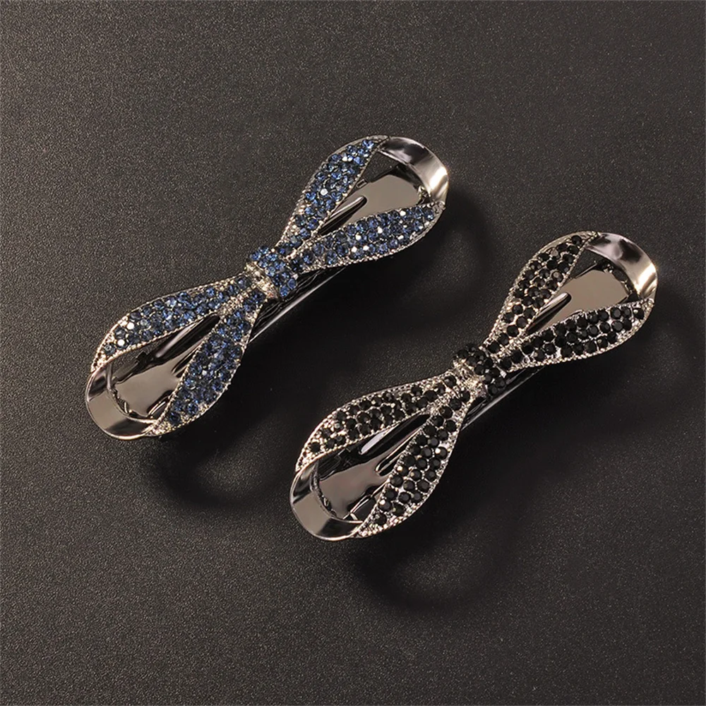 Hair Clips Crystal Pearl Bow Hair Clips For Women Hair Accessories Rhinestone Hairpins Elegant Bows Hairgirps Barrette For Wedding