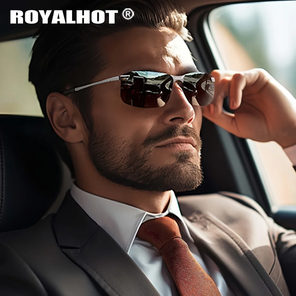 RoyalHot 남녀공용 편광 알로이 직사각형 프레임 선글라스, 운전용 선글라스, 남성 P10013