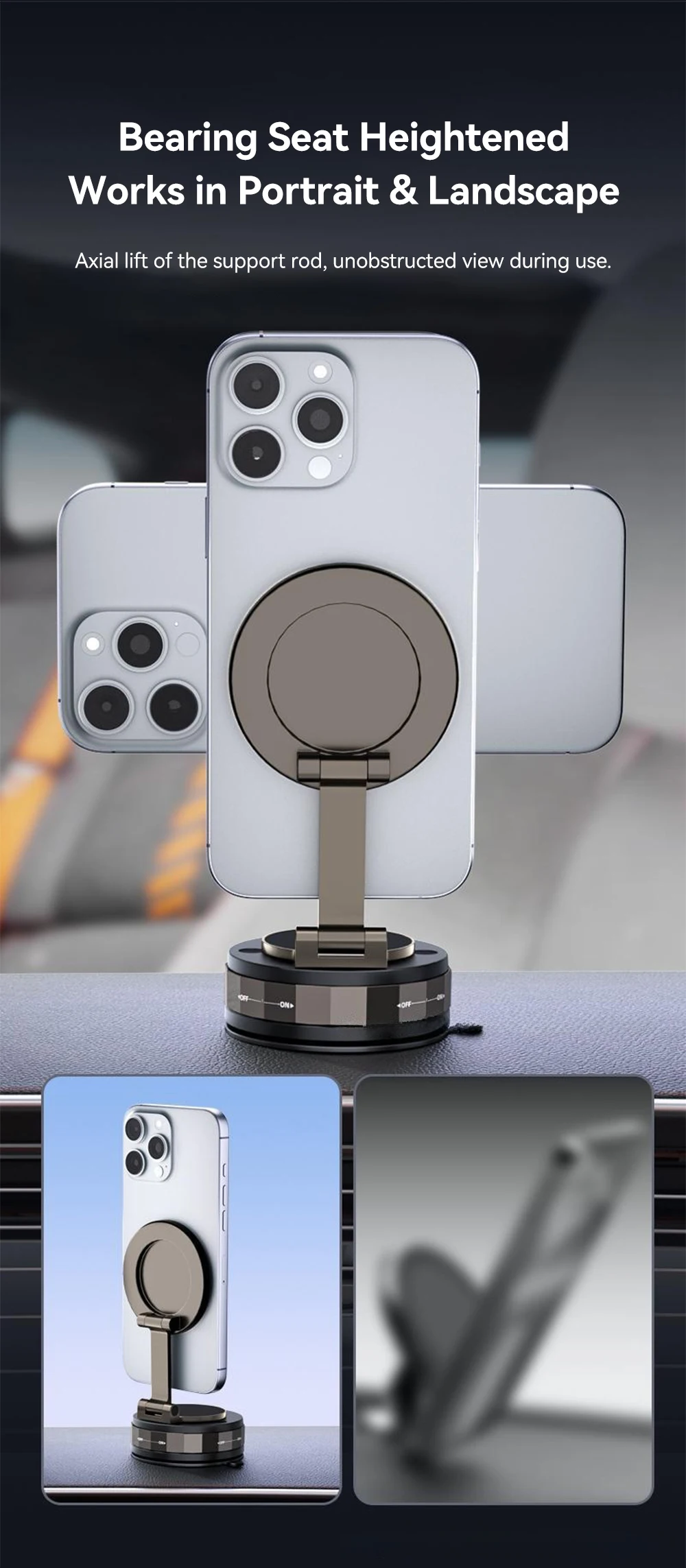 Car Phone Holder, Magsafe Magnetic Vacuum Intelligent Car Mount 360° Rotation Ma
