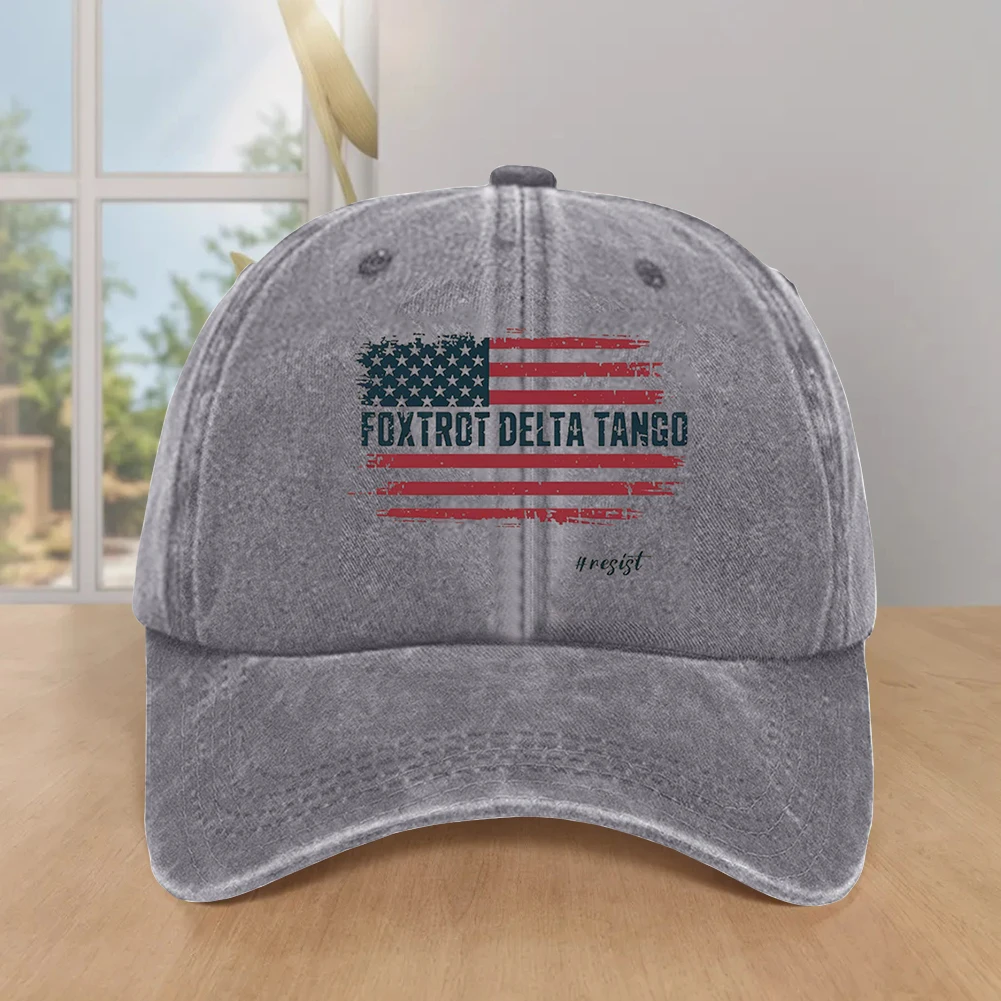 Distressed Baseball Cap Breathable US Flag Baseball Hat Comfortable Unisex Golf Hat Foxtrot Delta Tango for Outdoor Sports