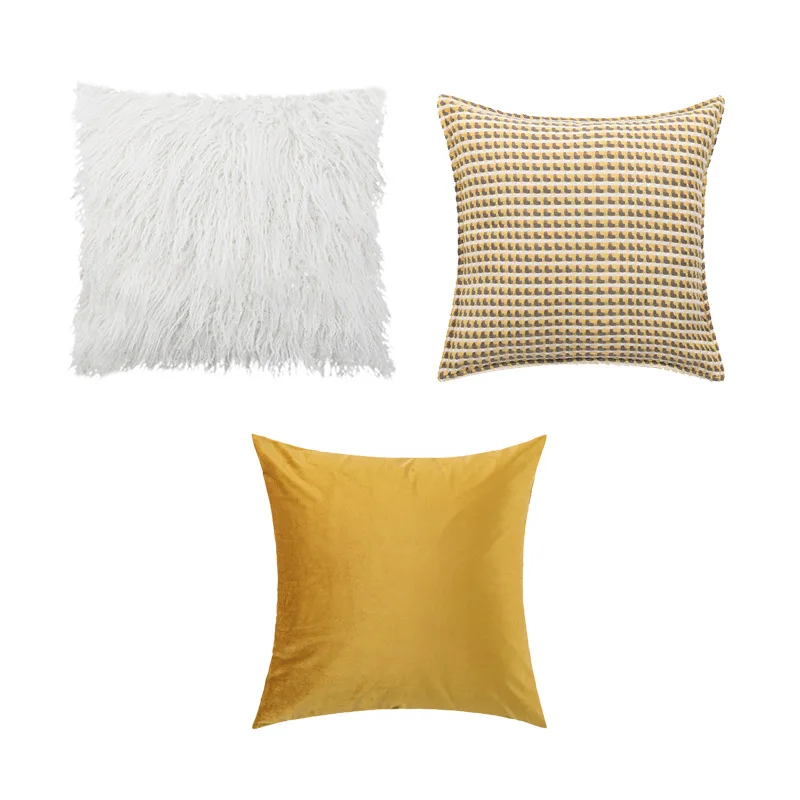 Inyahome Geometric Pillow Covers Square Decorative Throw Cushion Covers Jacquard Decorative Pillowcase Covers for Living Room