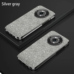 Luxury Bling Electroplate Glitter Phone Case with Soft TPU Bumper and Clear Back Cover - Realme 11 ProPlus (Silver Gray)