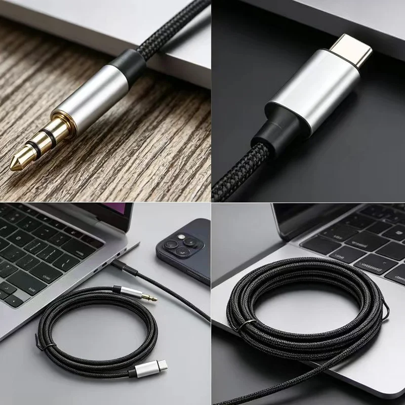 Premium USB-C to 3.5mm Audio Adapter – High-Fidelity AUX Cord for Car Speakers & Headphones