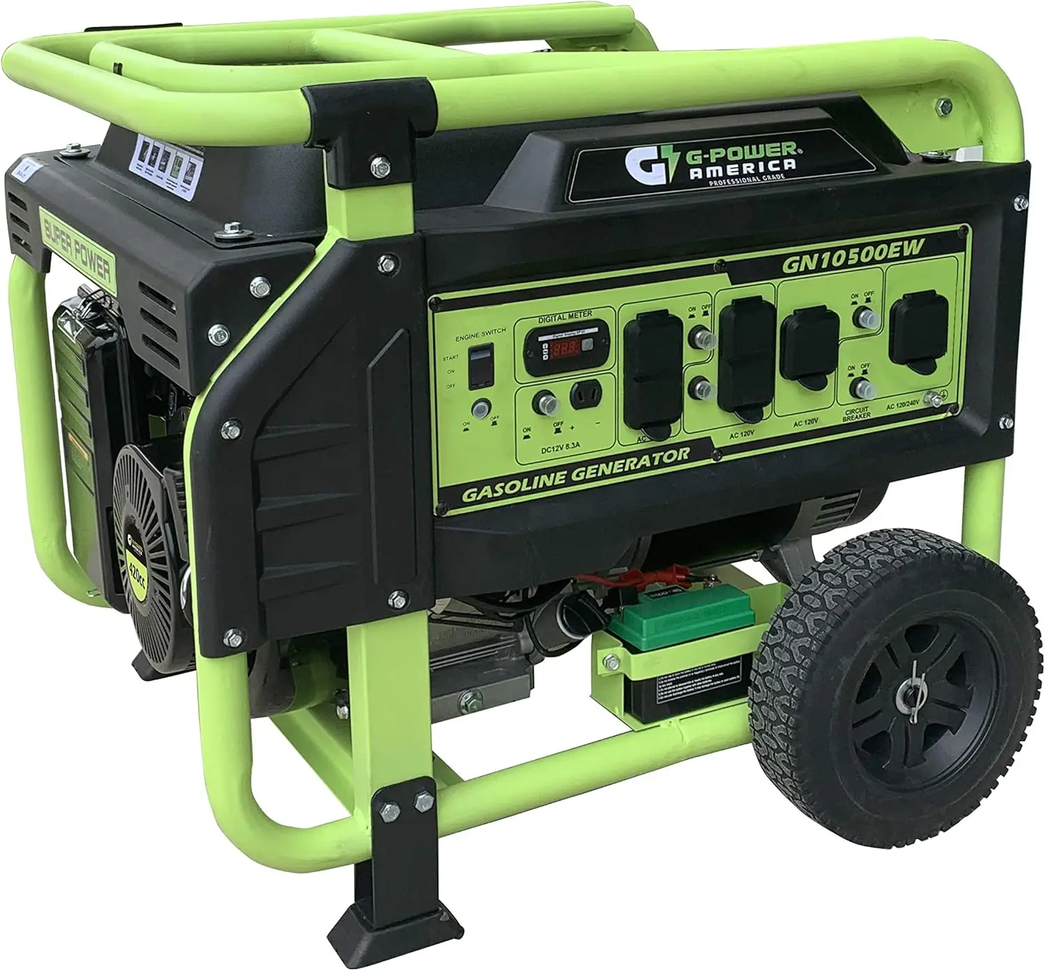 Description Picture 3 of itemPortable Generator 10500 Watt,Gasoline Powered,Recoil/Electric Start, 12V-8.3A Charging Outlets, Home Back Up & RV Ready