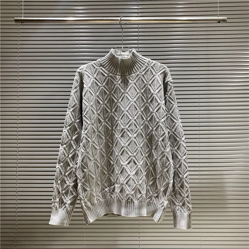 

Men Women Winter Oversized Rock Hip Hop Rap Pullover Harajuku Vintage Openwork Jacquard Knitted Sweaters Women Jumper Sweater