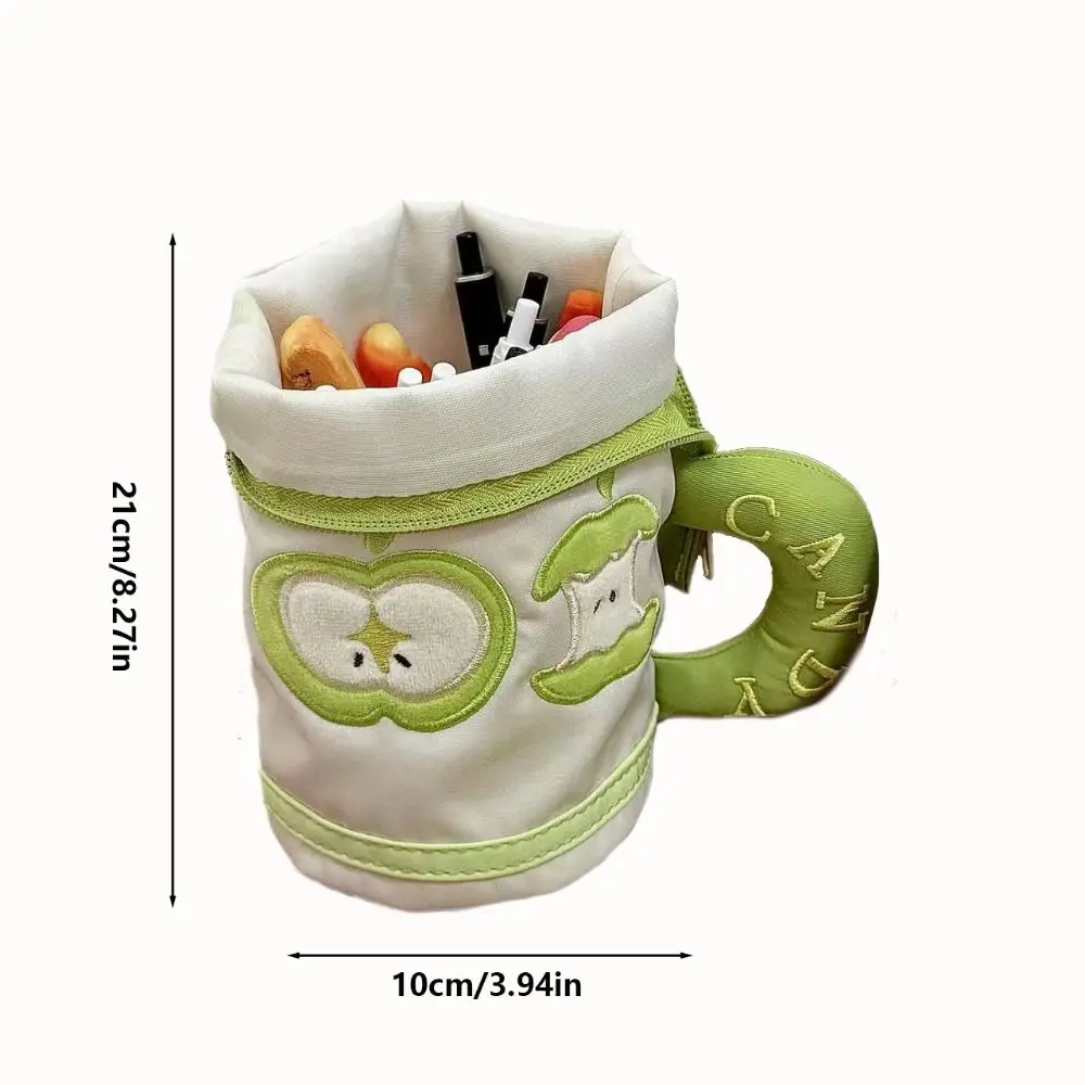 Cute Cylindrical Cup Pen Bag Foldable Multifunctional Pencil Case Large Capacity Stationery Organizer Gift