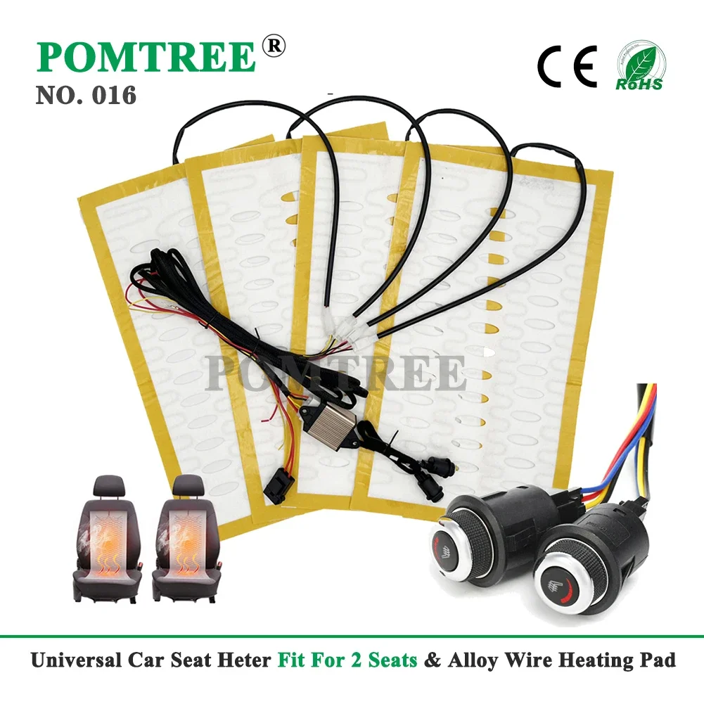 

NEW DC 12V Alloy Wire Car Seat Heater Universal 6 Level Round Switch Kit Fit 2 Seats Fast Heating Pads Winter Warmer Seat Covers