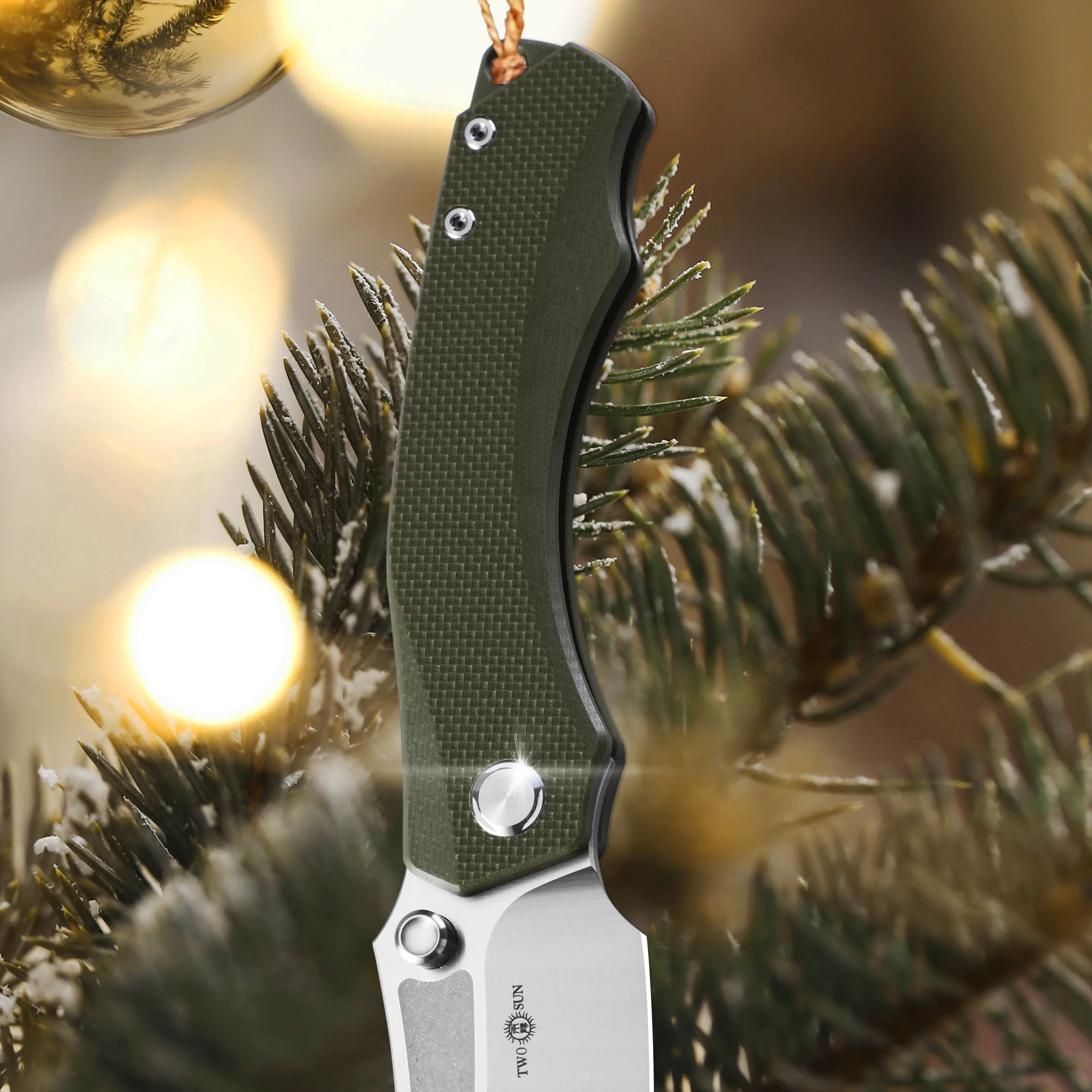 TWOSUN TS425 Folding Knife Pocket EDC Tool K110 Steel Sheepsfoot