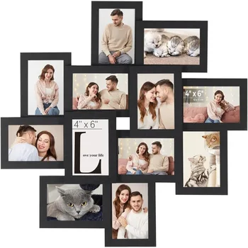 12 pz/set 4x6 Pollici Collage Cornice Decorazione Della Parete Set Casa Soggiorno Appeso A Parete Cornici per Foto Multi-Foto Display