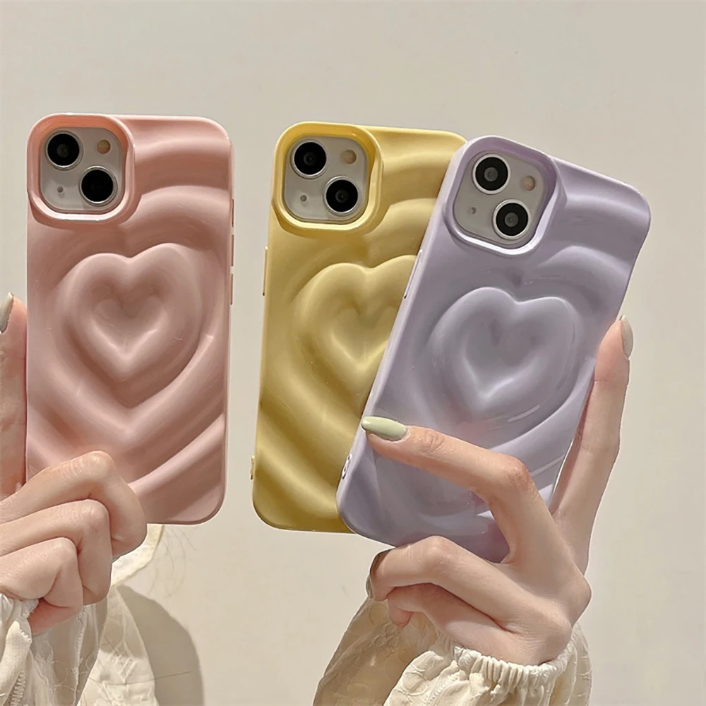 3D Heart Love Candy Color Shockproof Phone Case For iPhone