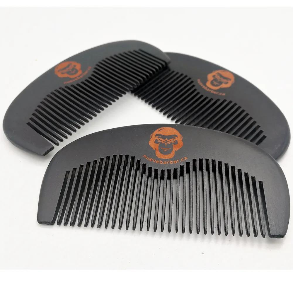 50 Pieces/Lot Customized Logo Beard Comb Black Wooden Comb for Hair Beard Mustach Pocket Size 4