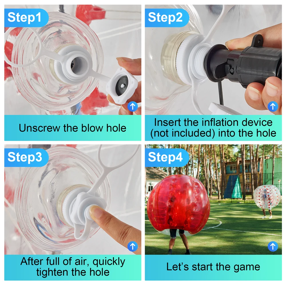 Hot Selling Adult Tpu PVC Inflatable Bumper Bubble Ball With Red Green Blue Dots Football Soccer Body Zorb Ball Suit For Outdoor 5
