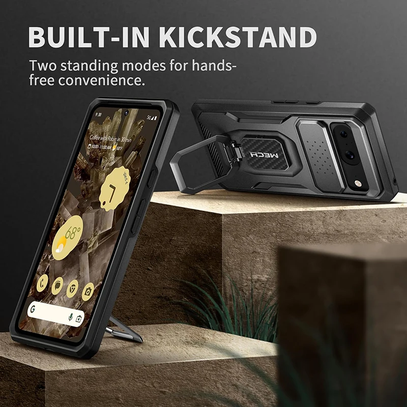For Google Pixel 8 Case with Slide Camera Cover Ring Kickstand Military Grade Full-Body Shockproof Rugged Protection Phone Case