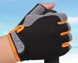 Unisex Fingerless Anti-Slip Sports Gloves - M (Ordinary-Orange)