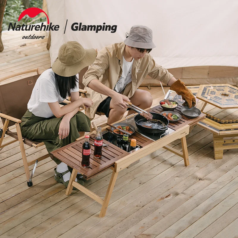 Naturehike アウトドアテーブル 折りたたみ式 Naturehike スライドレール折りたたみ木製テーブル IGT