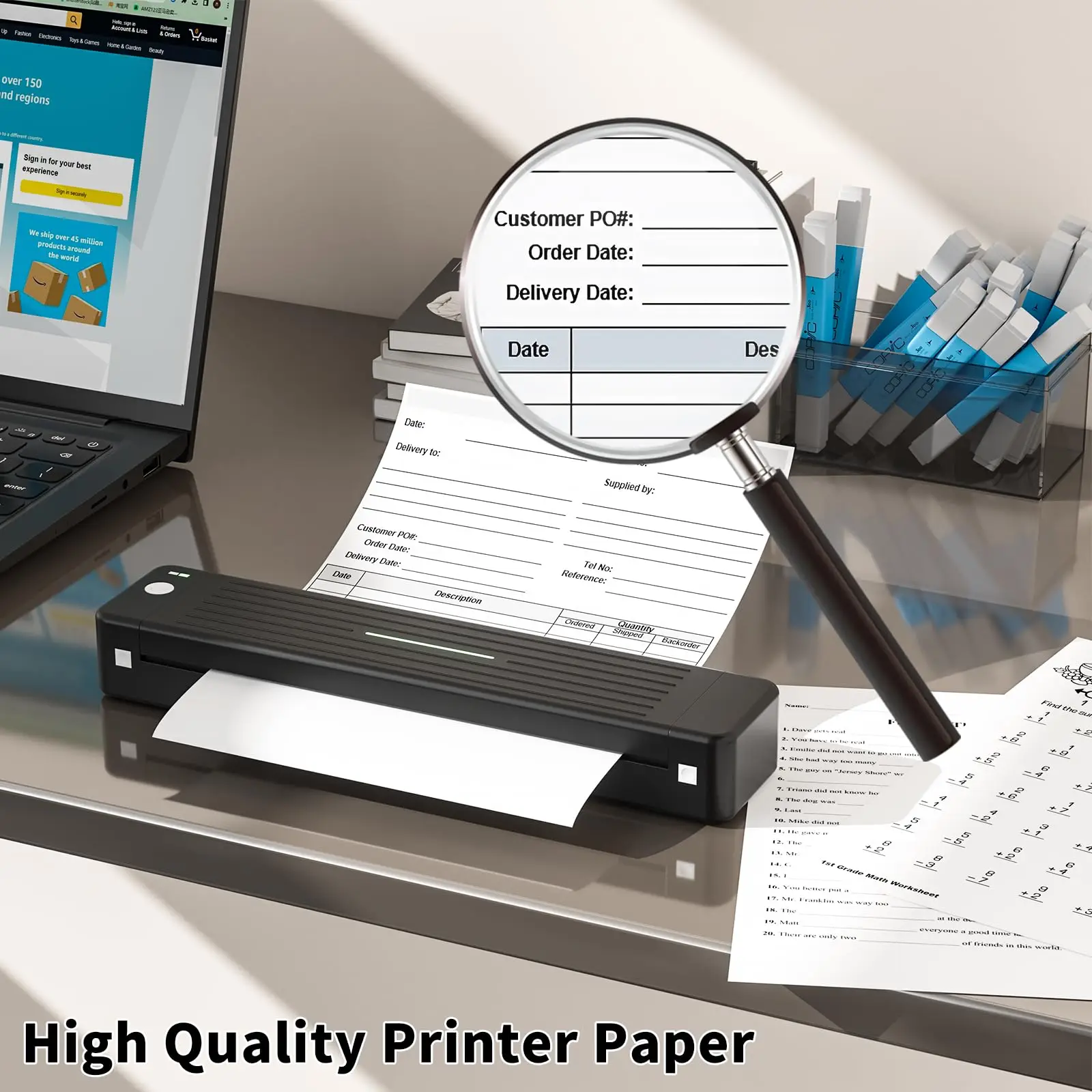 US Letter Thermal Paper 100 Sheets Quick-Dry for Receipt/Shipping Label/Office Use, 2 Sizes A4/US Letter Available – Detail 8