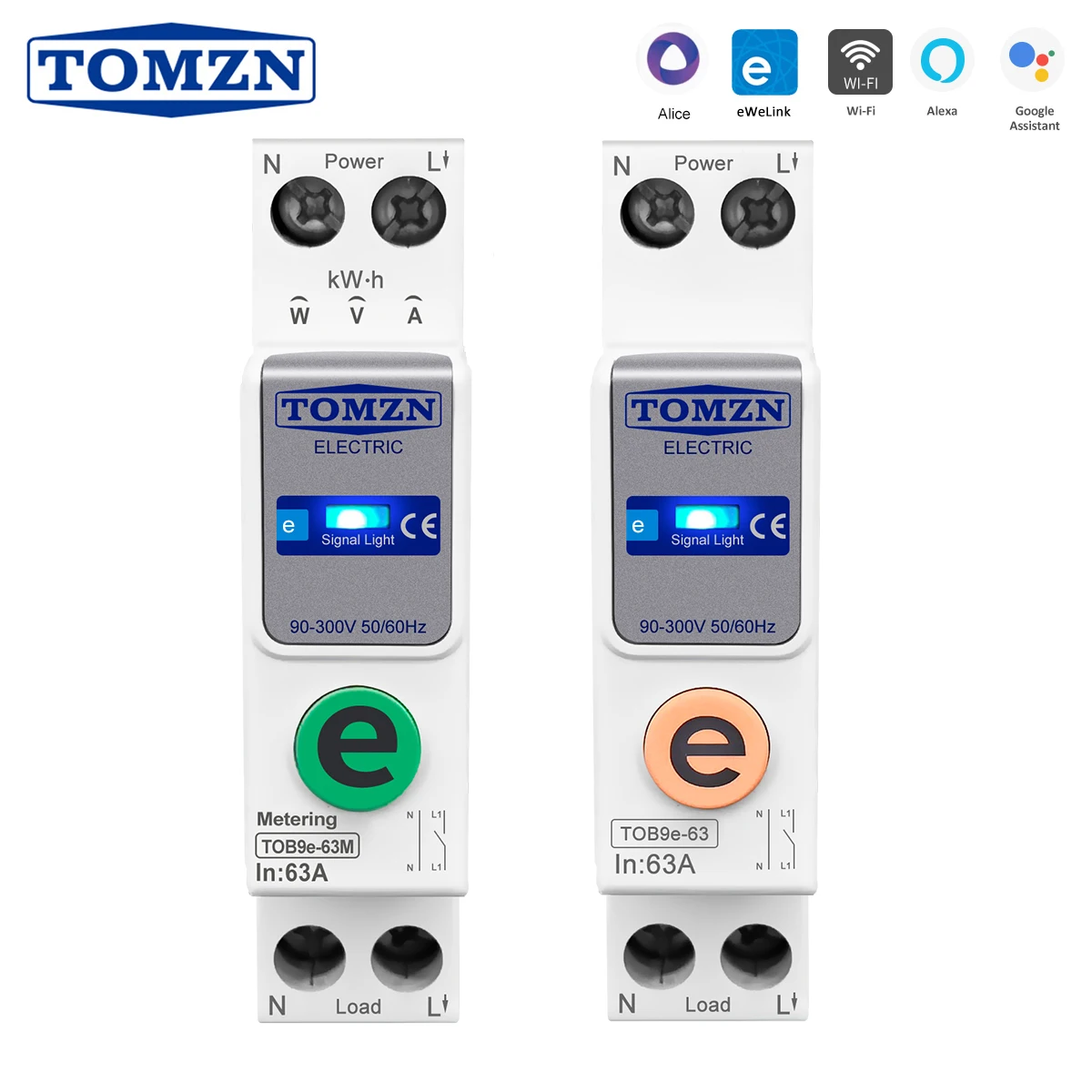Tomzn-ewelink Interruptor Inteligente Medidor de Energia Kwh Medição Disjuntor Relé Temporizador para Casa Inteligente 1p Mais n 63a 110v 220v