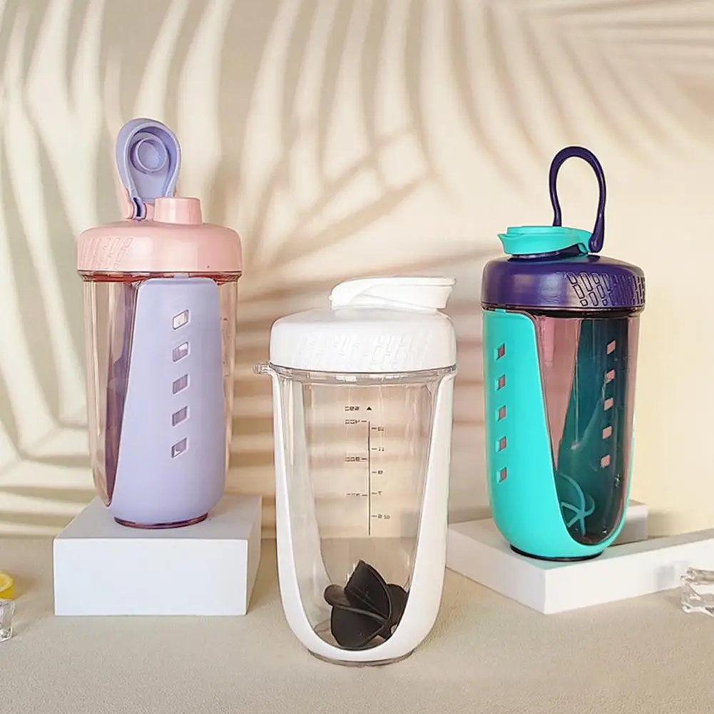 1 Set 590ml Shaker Bottle Large Capacity Leak-proof Drop-resistant Heat Resistant Protein Mixing Shake Water Bottle Exercise Use