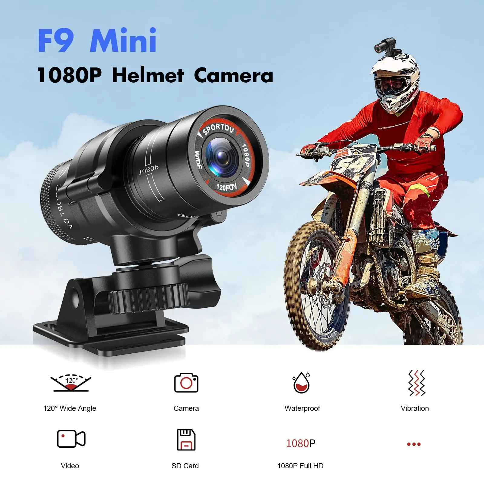 

1080P Sports Camera Waterproof MiniCamcorder Outdoor Bike Motorcycle Helmet HD Action Camera 12M Pixels DV Car Video Recorder