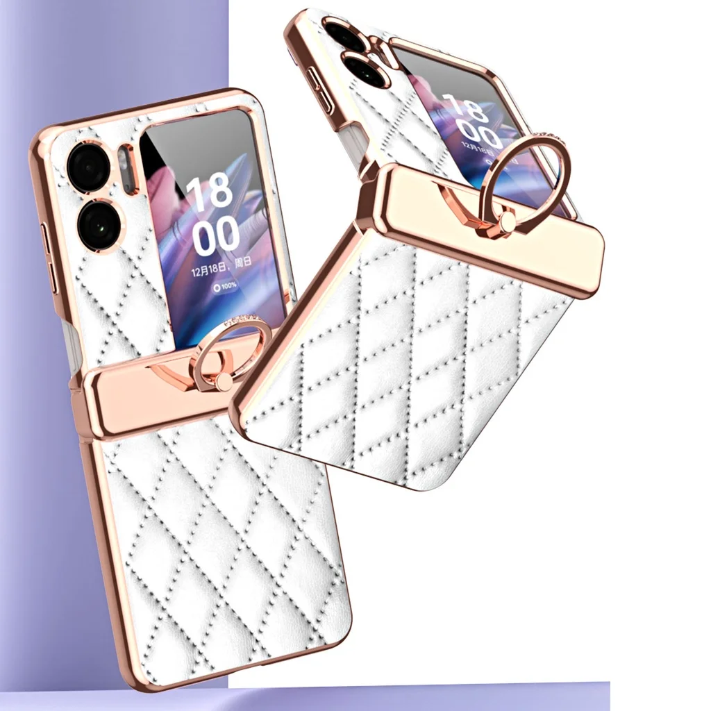 

Флип-чехол для OPPO Find N2, Роскошные Защитные Кожаные чехлы с петлями для OPPO Find N2, флип-чехол с кольцом-держателем