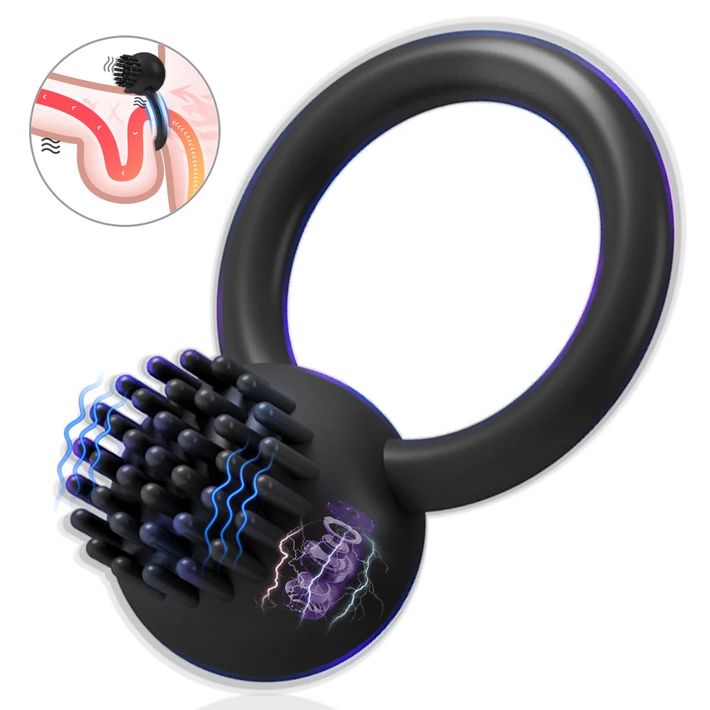 USB Şarj Edilebilir Silikon Penis Horoz Halka Vibratör Ereksiyon Güçlü Uyarıcı Klitoris Çiftler için 10 Modu Gecikme Boşalma