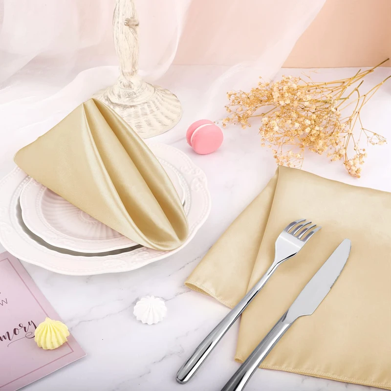 48x48cm upscale hotel Satin Napkin Solid color Napkin Wedding banquet birthday Romantic Christmas Party Dinner Table Decoration
