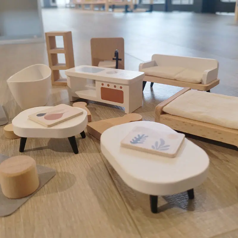 New Arrival 2 Floors Baby Pretend Role Play Big Wooden Kids Doll House For Girls 3+ 2