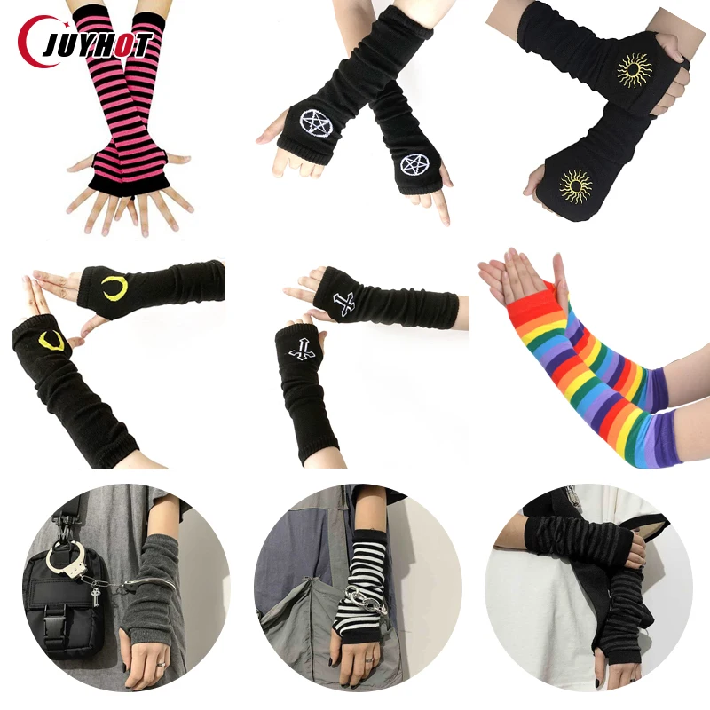 

Anime Gloves Cosplay Darkly Ninja Mitten Oversleeve Man Women Fashion Sun Block Keep Warm Cuff Lolita Fingerless Arm Warmers