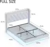 Full Size Floating Bed Frame with LED Lights, Upholstered PU Leather Platform Bed with Charging Station  Button Tufted Headboard 2