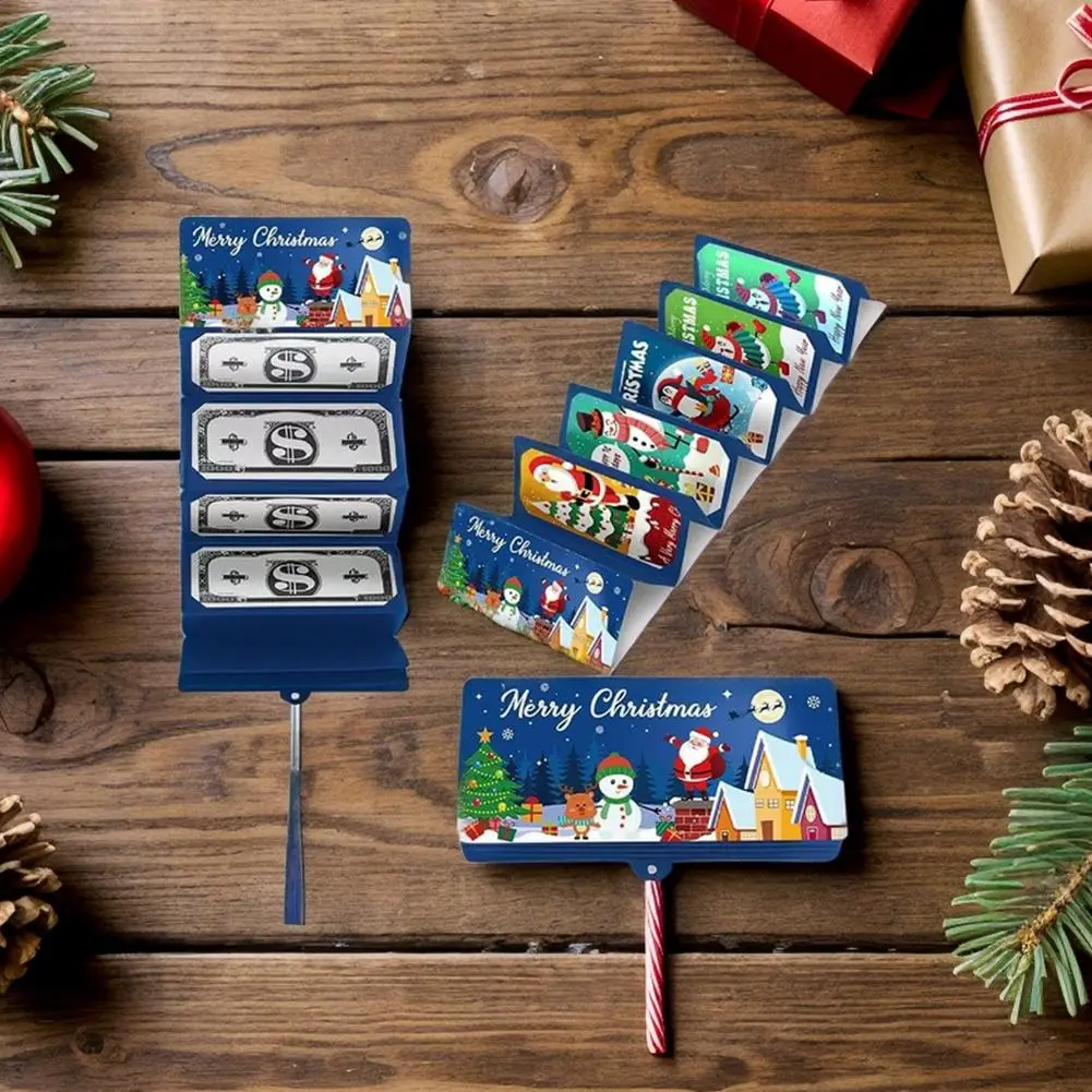 NEW 2026 Christmas Santa Claus Xmas Tree Folding Banknote Card Envelope 10 Slot Decor Festive & Party Supplies