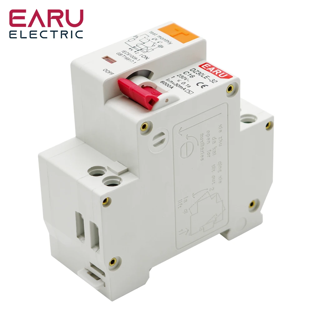 DZ30L DZ40LE EPNL DPNL 230V 1P N interruttore di corrente residuo con protezione da sovracorrente e cortocircuito RCBO MCB 6-63A