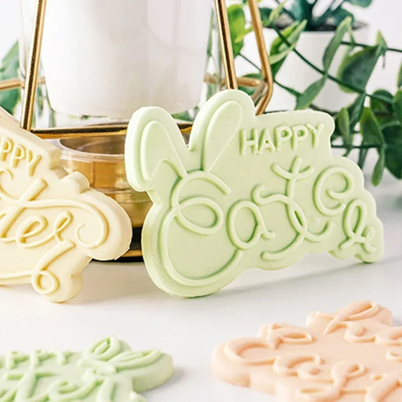 Cookie Cutter Baking Mold Cookie Mould Fondant Cutter Happy Easter Blessing Words Fondant Icing Cookie Cutter Mold Easter Party Dessert Decor Embossing Stamp Househeld Baking Tool