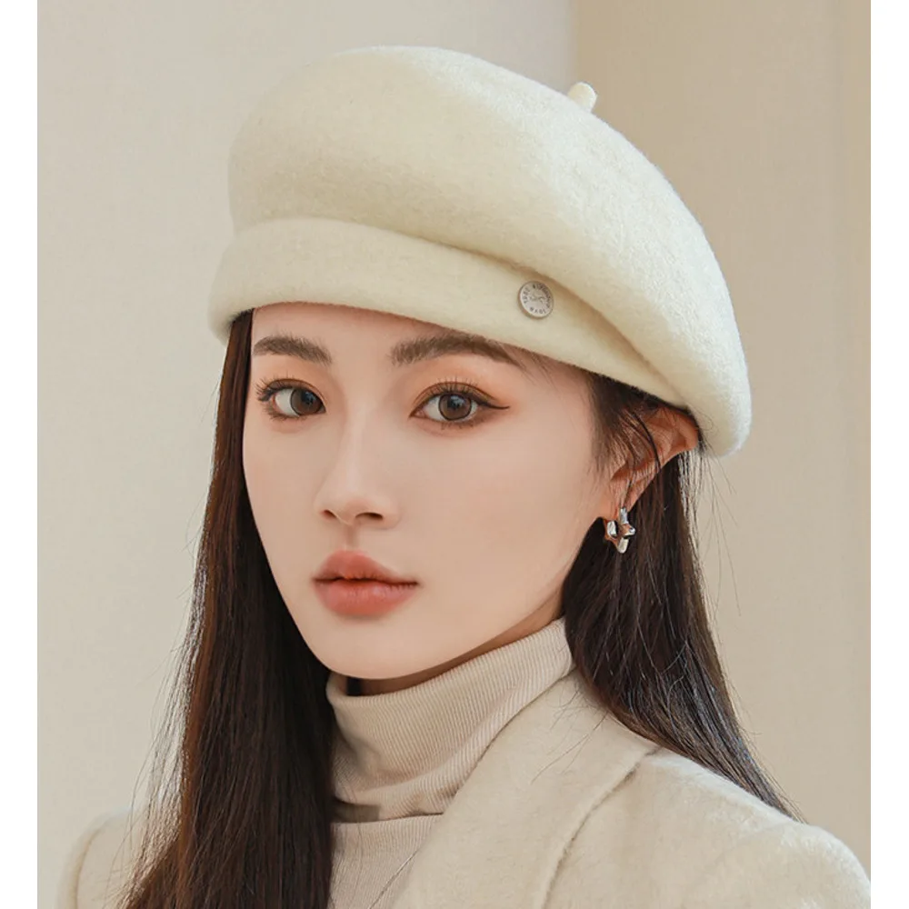 Neue leichte Luxus-Baskenmütze aus Wolle für Kinder, neuer koreanischer Herbst- und Winterstil, zeigt Gesicht, kleine Mode, Malerhut, britischer Retro-Knospenhut_voghion.com