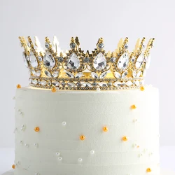 Elegant Crystal Crown Cake Topper for Birthday Celebrations (Gold - Crown)