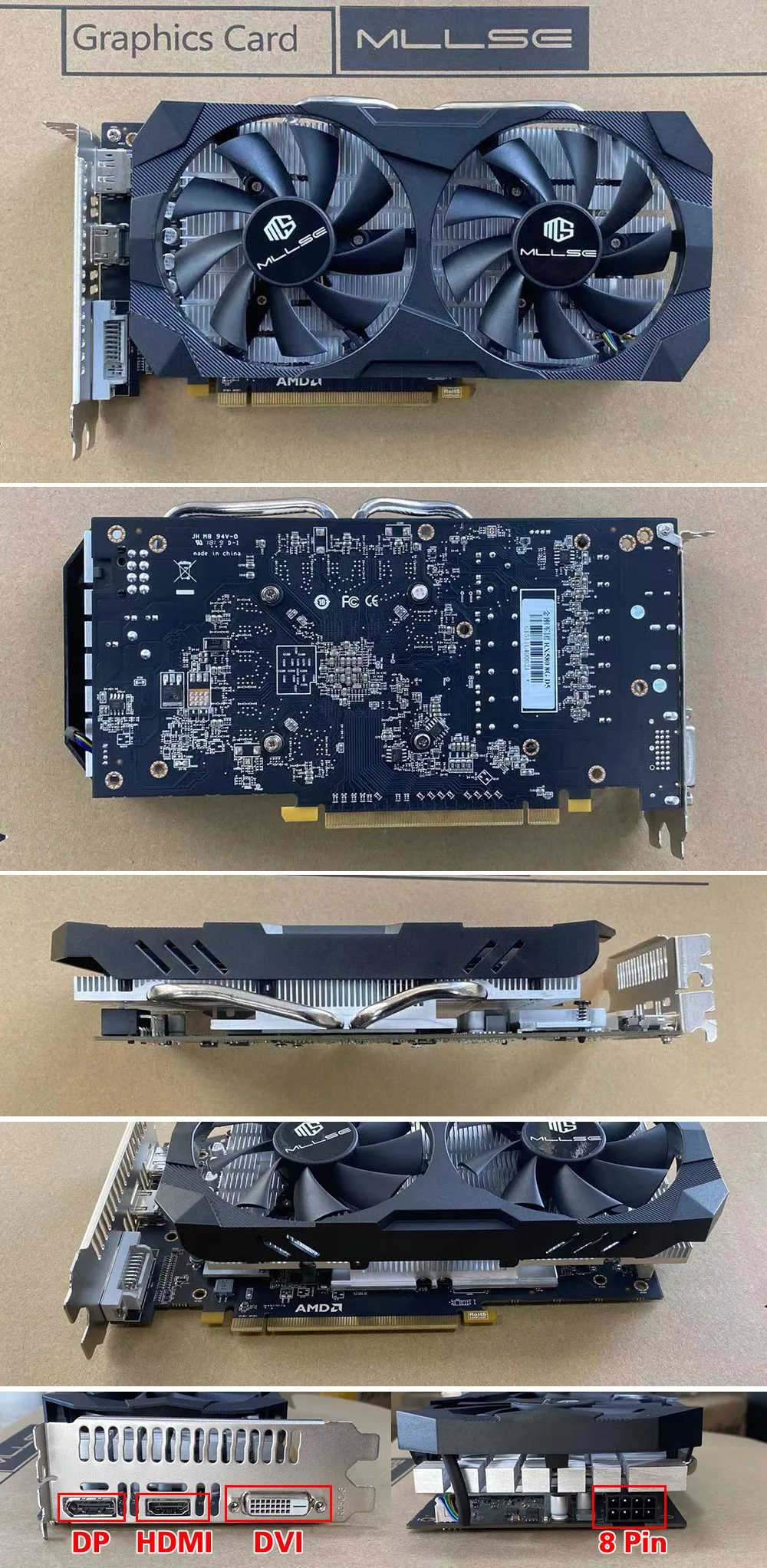 MLLSE Новая графическая карта AMD RX 580 8 Гб игровой GDDR5 256Bit 8Pin ...