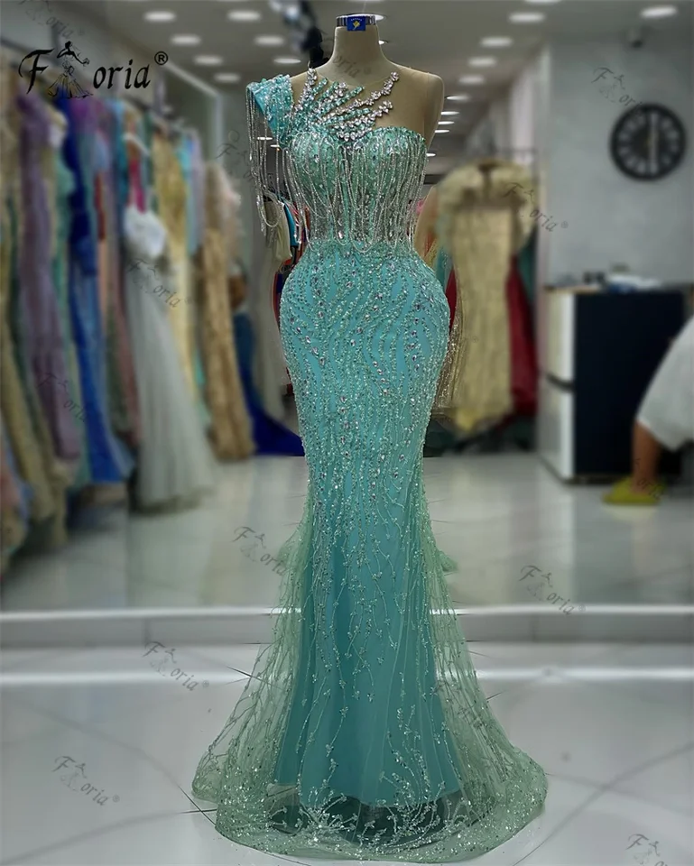 chinese dress ladies Adriana Mermaid Gown with Train- Emerald 4
