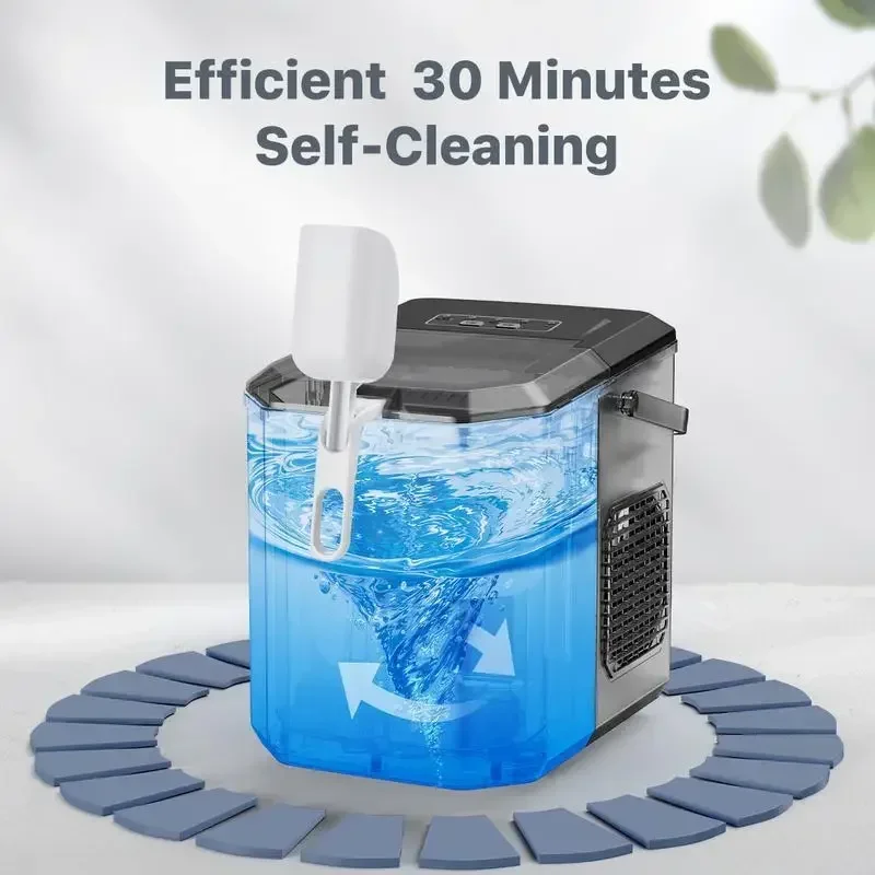 Silonn Bullet Ice Maker Countertop, Portable Ice Machine with Carry Handle, Self-Cleaning Ice Makers with Basket and Scoop 6
