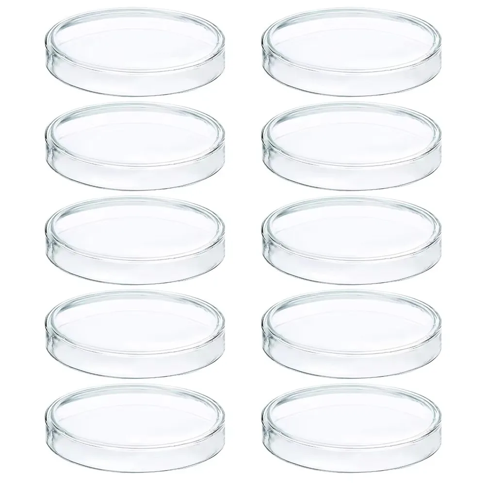 60mm Disposable Glass Mushroom Cell Tissue Petri Plates With Lid Laboratory Equipment Culture Dish 10Pcs