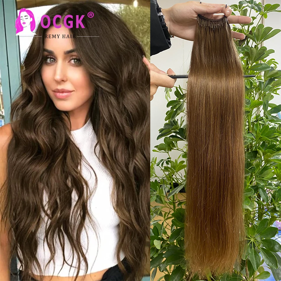 Hair Extensions Straight Korea Popular Cotton String Twins Tip Brazilian Remy Hair 0.8G/Pcs Keratin I-Tip Human For Woman