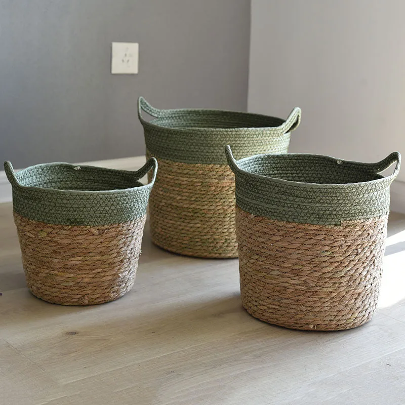 MiFuny Hand woven Straw Storage Baskets Plant Potted Sundries Handmade
