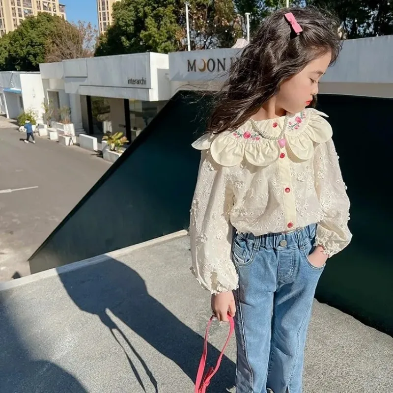 

Girls' Shirt Spring and Autumn New Children's Long Sleeve Polo Collar Cotton Top Korean Edition Baby Little Girls' Shirt