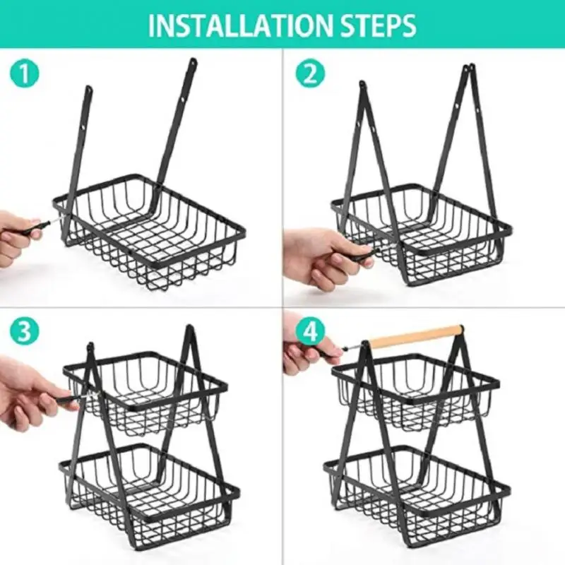 

Detachable Storage Basket Double Layer Fruit Storage Rack High Quality Home Decor Snack Storage Basket Kitchen Organizer