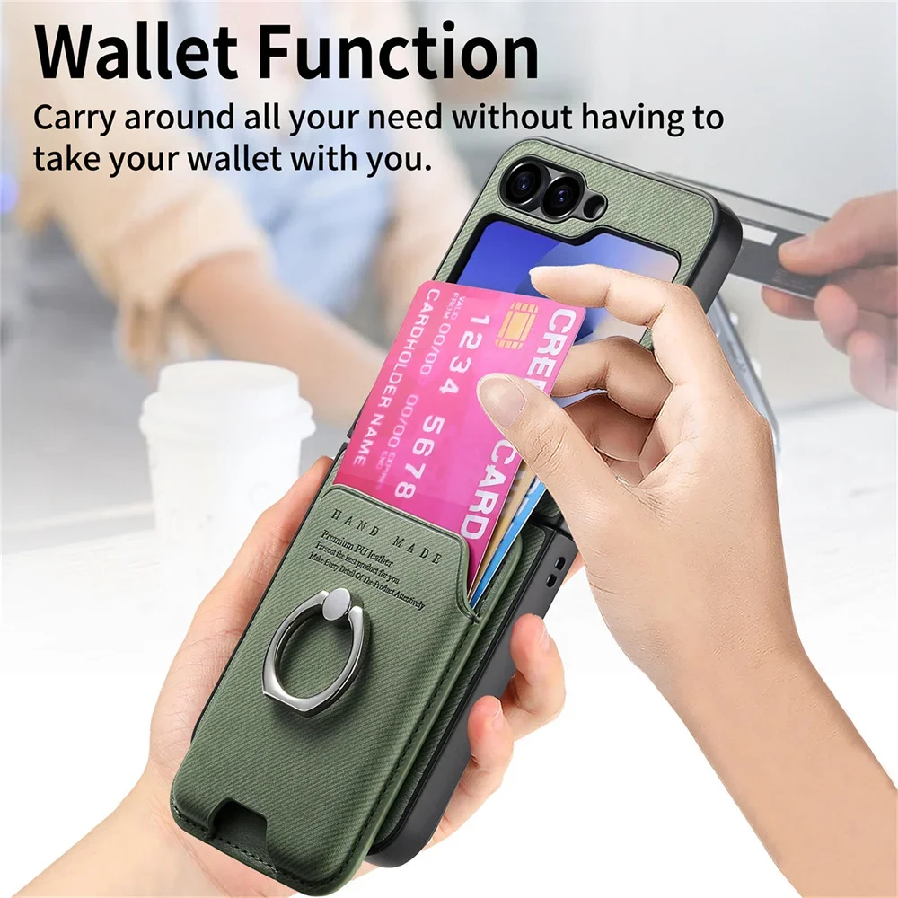 Premium Detachable Magnetic Wallet Phone Case with Card Holder Ring