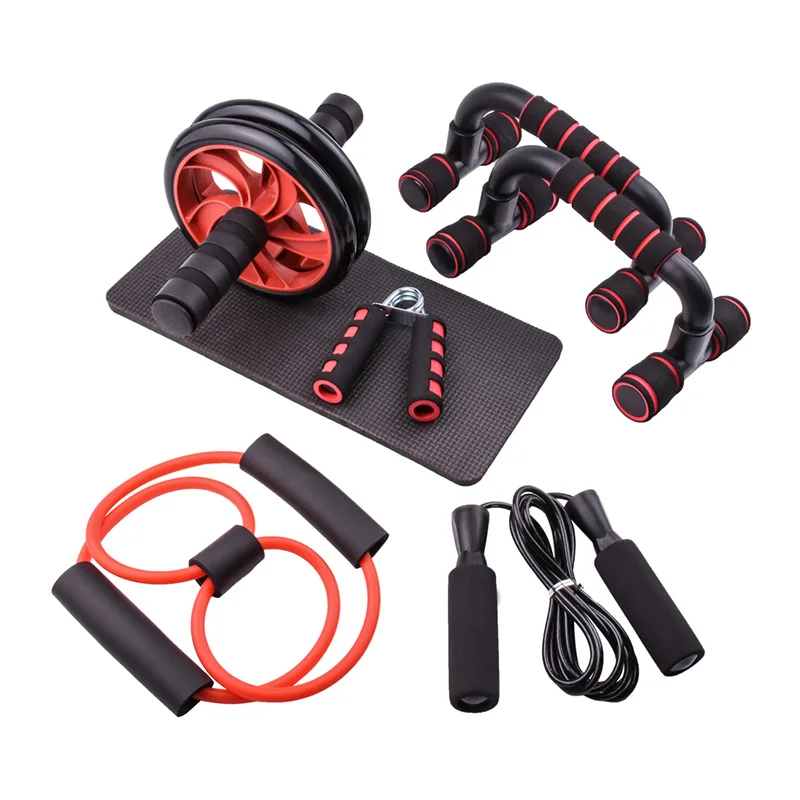 

Home Red Abdominal Wheel Set Combination I-Shaped Push-Up Bracket Sports Abdominal Fitness Device