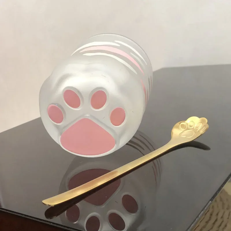 Double Wall Glass Cup Cat&rsquo;s Claw Cup Cute Glass Couple Creative Cat&rsquo;s Foot Cup Household Water Ins Casual Breakfast Glass