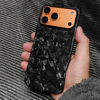 Custodia per iPhone 17 Pro Max in Fibra di Carbonio Forgiata Nera Lucida 100% Vera, Ultra Sottile, Protettiva, Lusso per 17Pro 17
