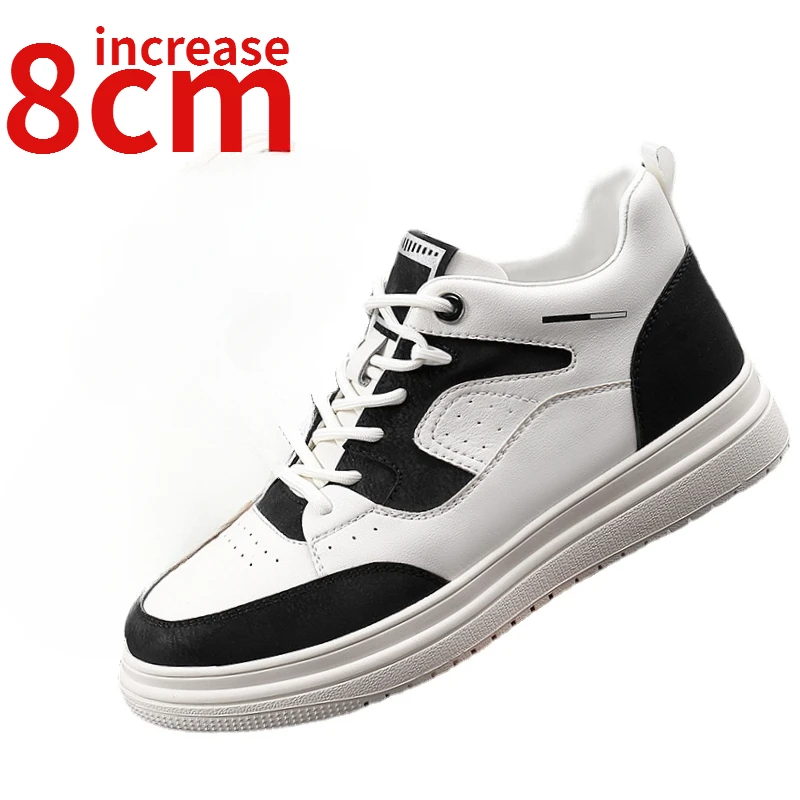 

Spring/Autumn New Elevated Board Shoes for Men Inner Increased 6- 8cm Casual Shoes Genuine Leather Breathable Sports Shoes Men's