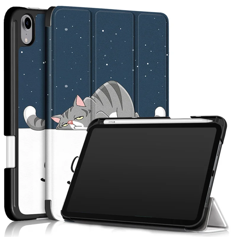 Trifold PU Leather Stand Magnetic Cover with Pen Holder